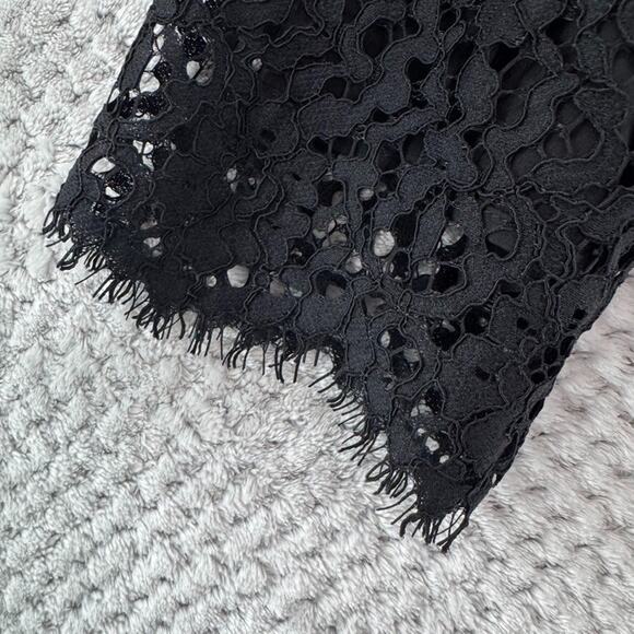 Tara Jarmon Cardigan Women 38 Black Lace Eye Lash Open Front Cropped Crew Neck - Picture 5 of 12